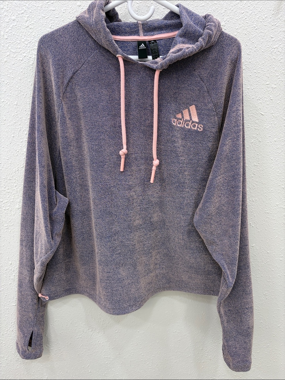 Adidas Lightweight Terrycloth Hoodie with Pink Accents